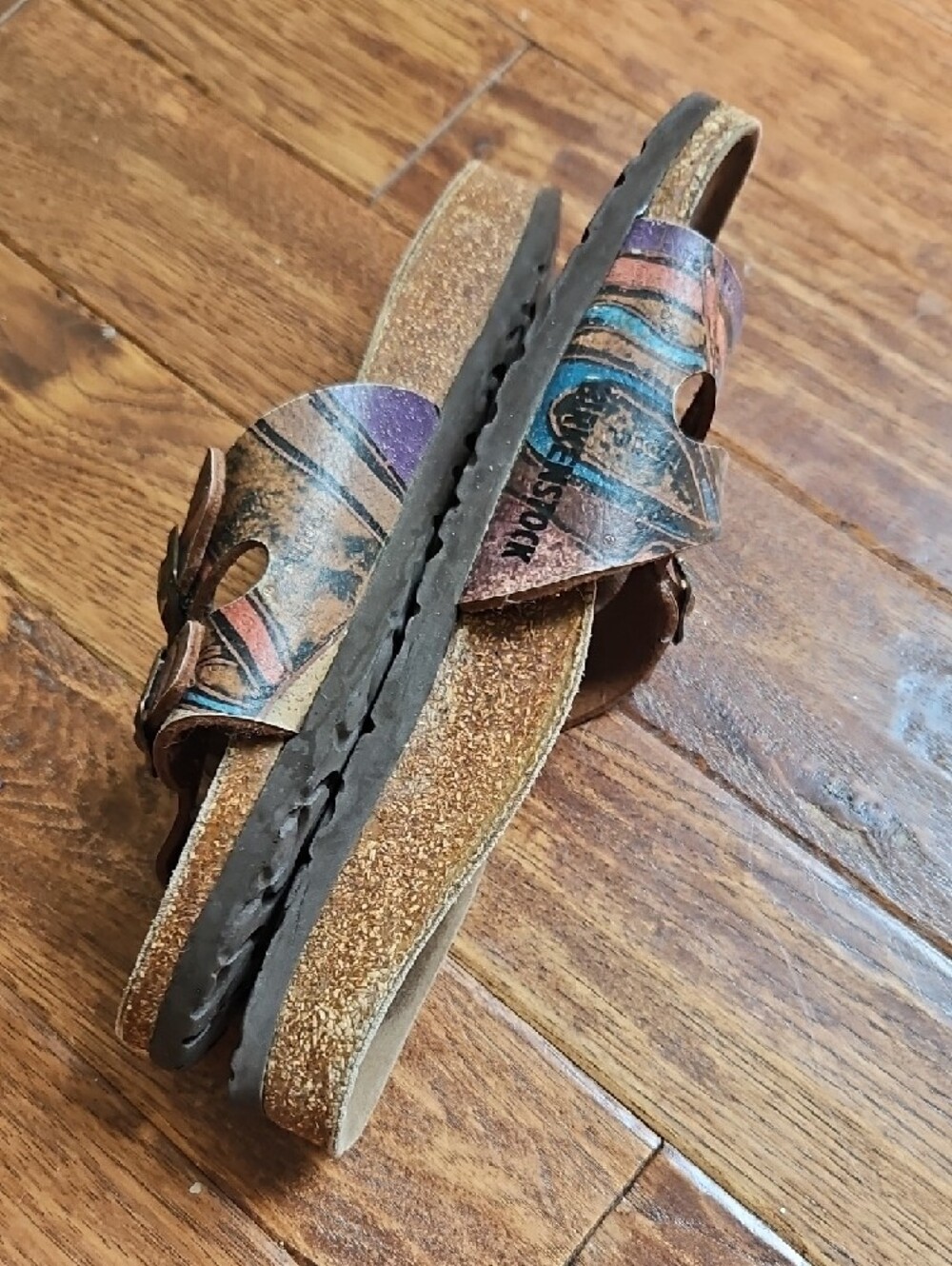Birkenstock Multicolor Leather Double-Buckle Sandals (Brown, Blue, Pink) - Picture 3 of 4